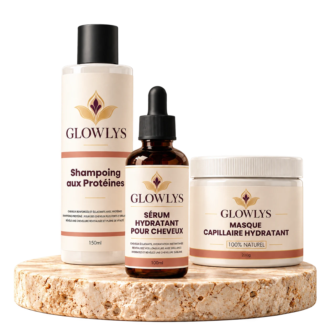 Pack Zina — Shampoing protéiné + masque hydratant + sérum hydratant